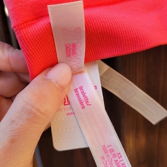 NWT Victoria's Secret Pink bralette XS coral pink floral lace vneck - Picture 7 of 10